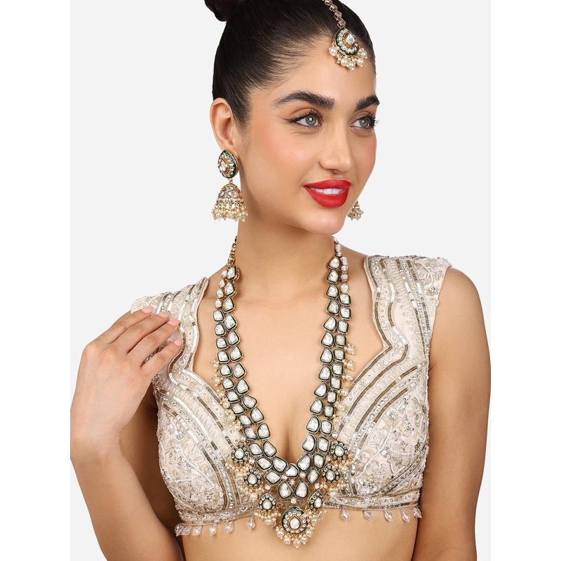 Zaveri Pearls Gold-Plated  Kundan Stone Studded Jewellery Set