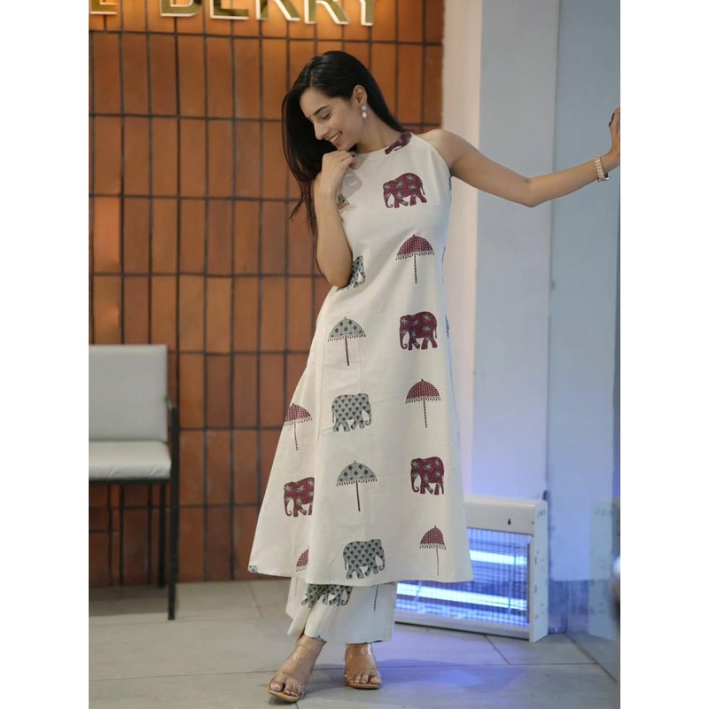 Aaghnya Women Ethnic Motifs Printed Regular Kurta with Palazzos
