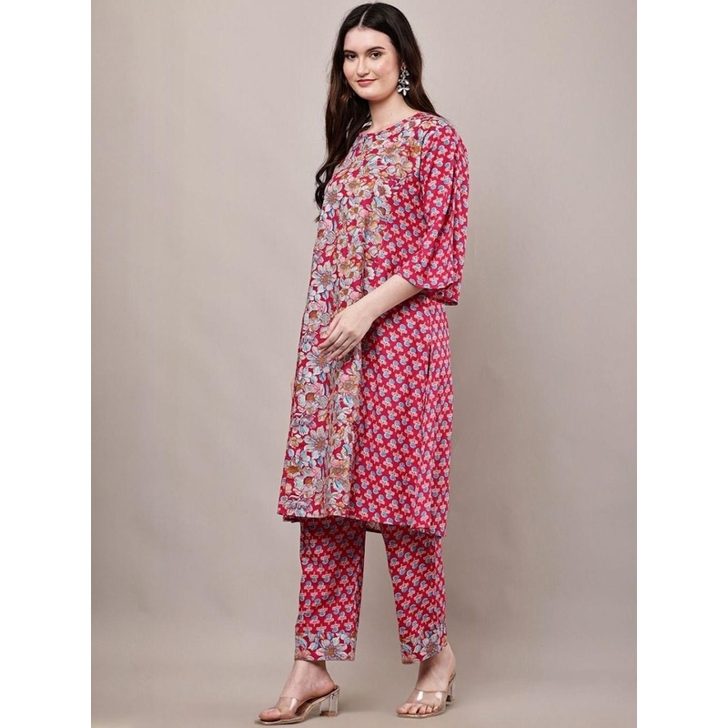 ANUSHKA CREATION Women Floral Printed Regular Pure Cotton Kurta with Trousers