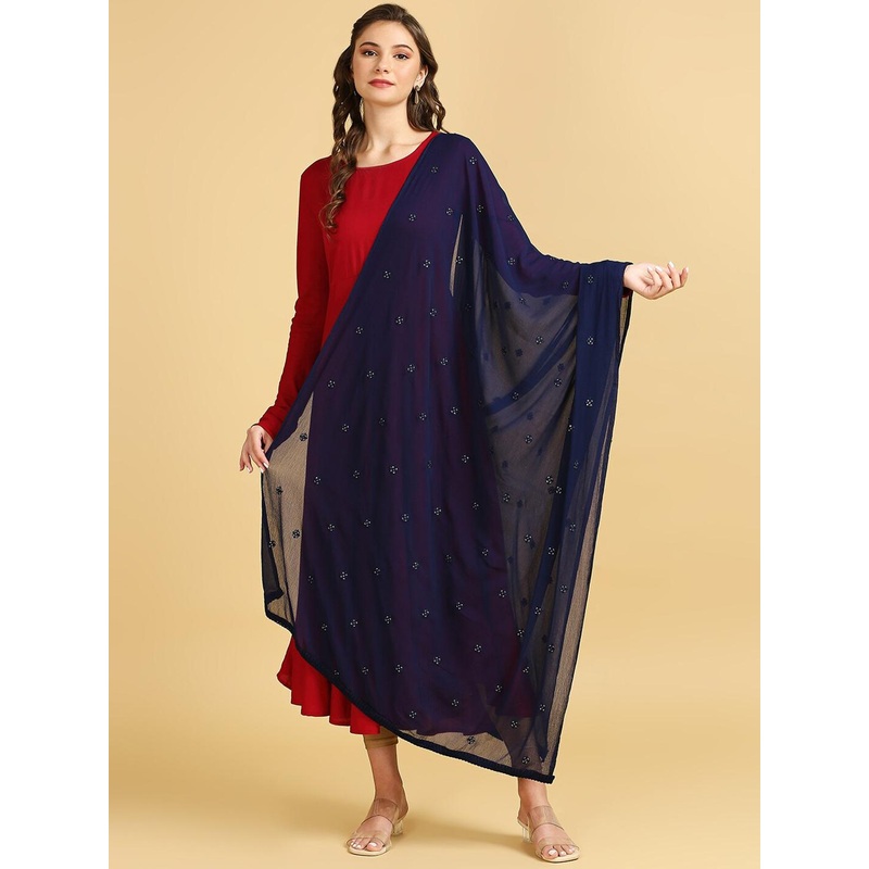Dupatta Bazaar Floral Embroidered Sequinned Chiffon Dupatta
