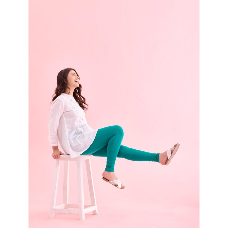 Go Colors Women Green Solid Ankle-Length Leggings