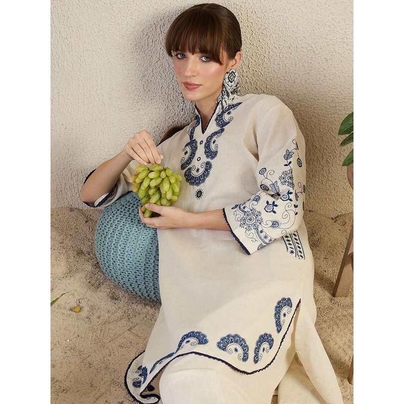 Indo Era Embroidered Tunic With Trouser Co-Ords