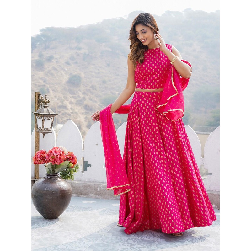 KALINI Printed Foil Print Ready to Wear Lehenga & Blouse With Dupatta