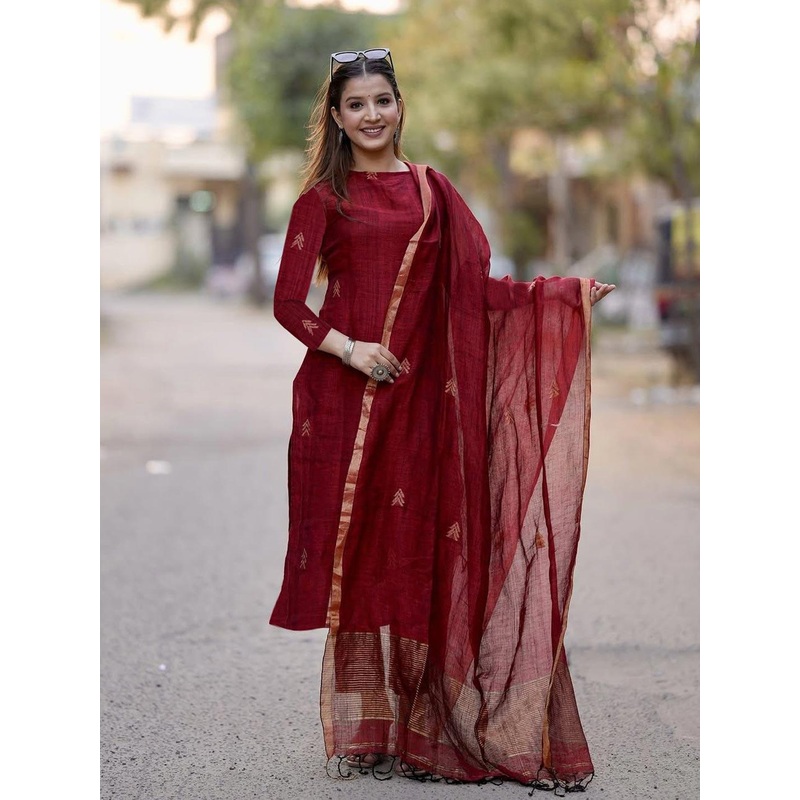 KALINI Women Geometric Printed Kurta with Trousers & Dupatta