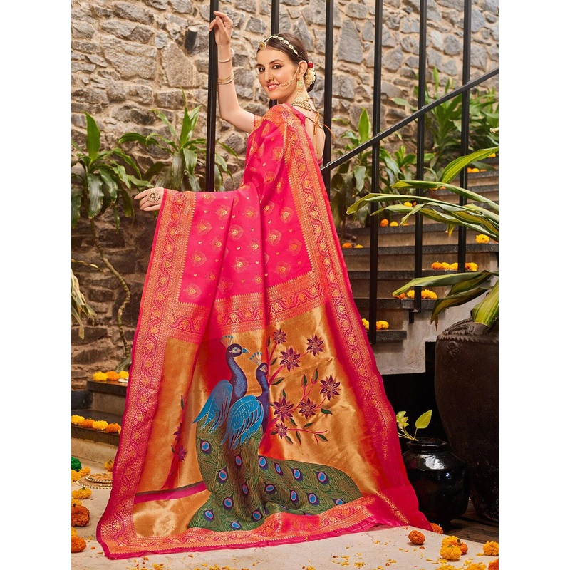 KALINI Woven Design Zari Paithani Saree