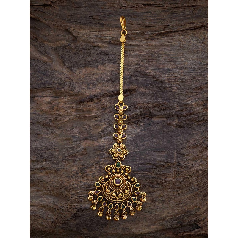 Kushal’s Fashion Jewellery Gold-Plated Artificial Stones Studded Maang Tikka