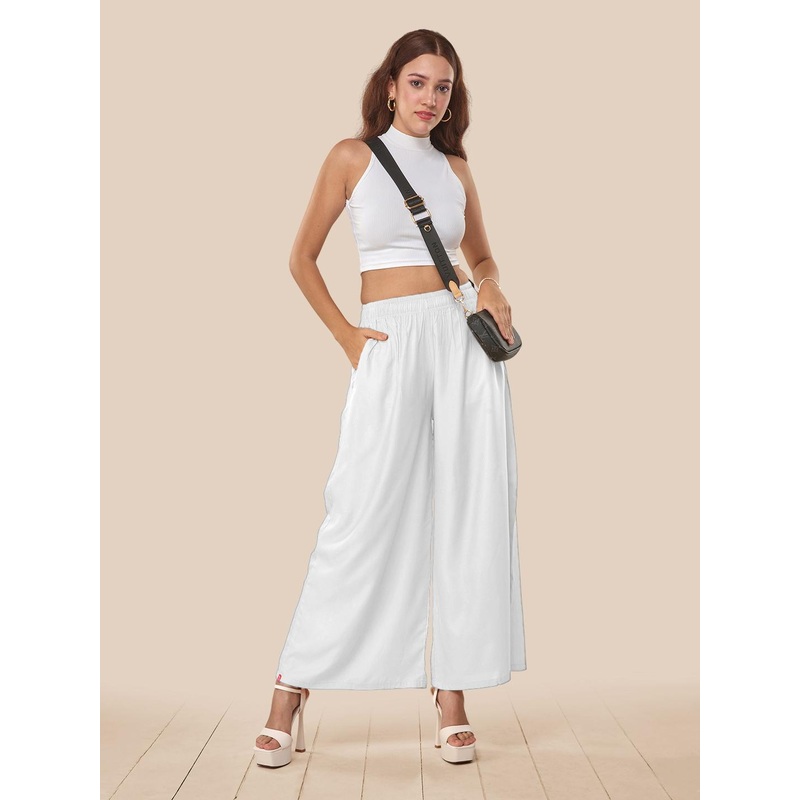 LYRA Women Cotton Wide-Leg Palazzos