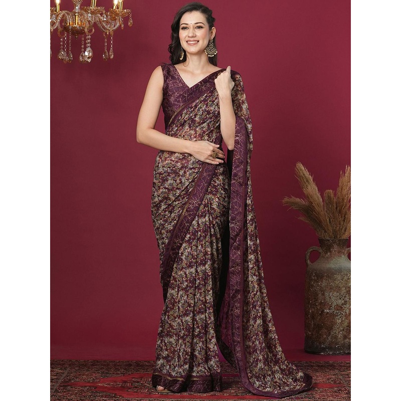 Mitera Floral Printed Pure Georgette Saree