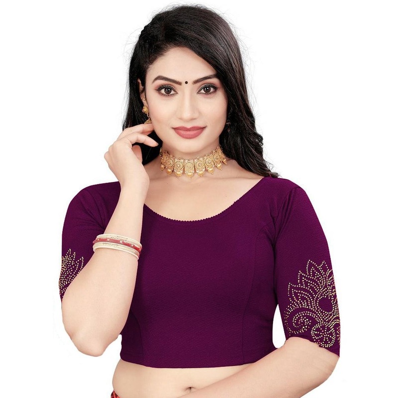 PU FASHION Womens Stone Work Design Readymade Stretchable Blouse