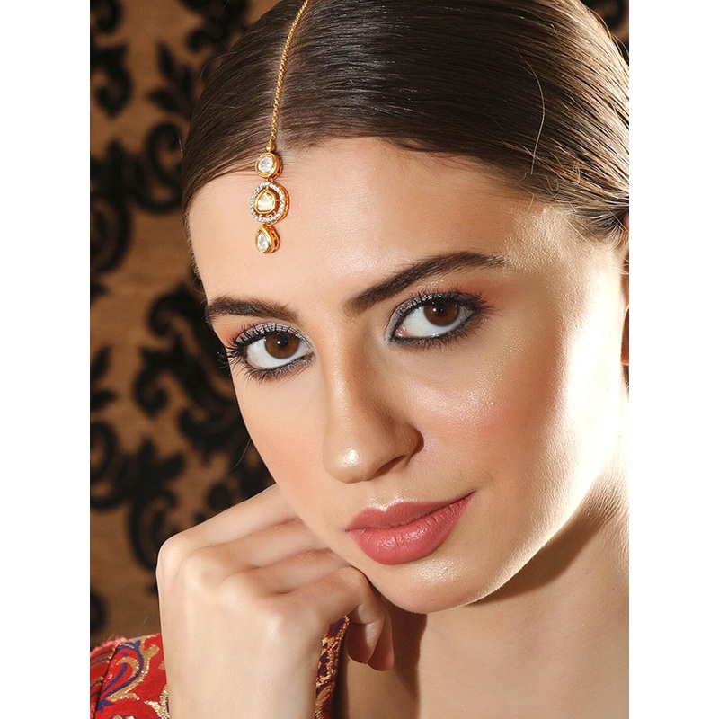 Rubans 22K Gold Plated Kundan Studded Maang Tikka