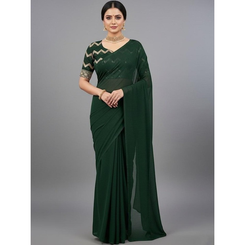 Shilpkala Solid Pure Chiffon Saree With Unstitched Blouse