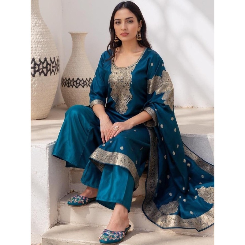 Twika Women Ethnic Motifs Woven Design Kurta with Palazzos & Dupatta