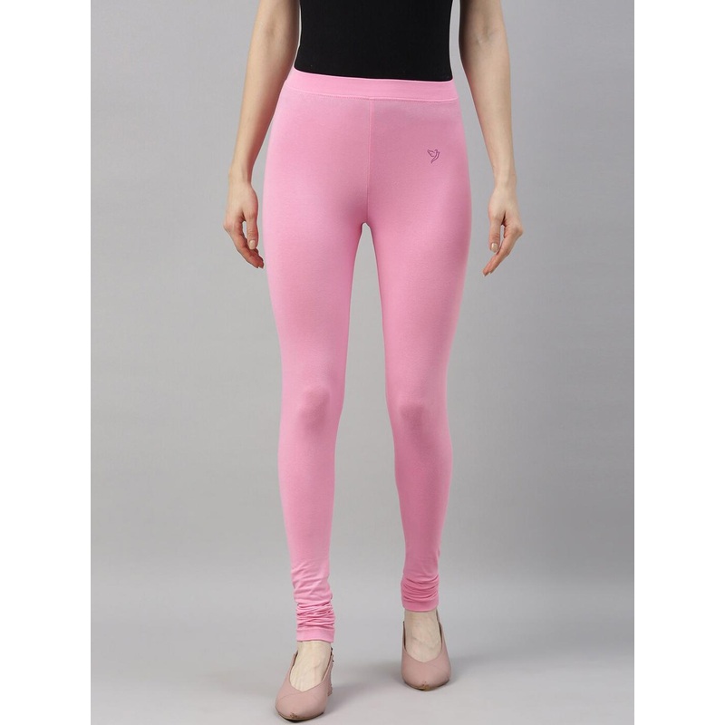 TWIN BIRDS Women Pink Solid Churidar-Length Leggings