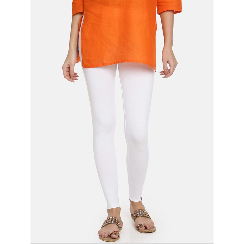 TWIN BIRDS Women White Solid Ankle-Length Leggings