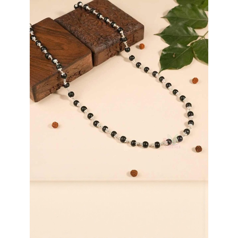 VIBESLE Unisex Black 8mm 54 Beads Natural Karungali Mala