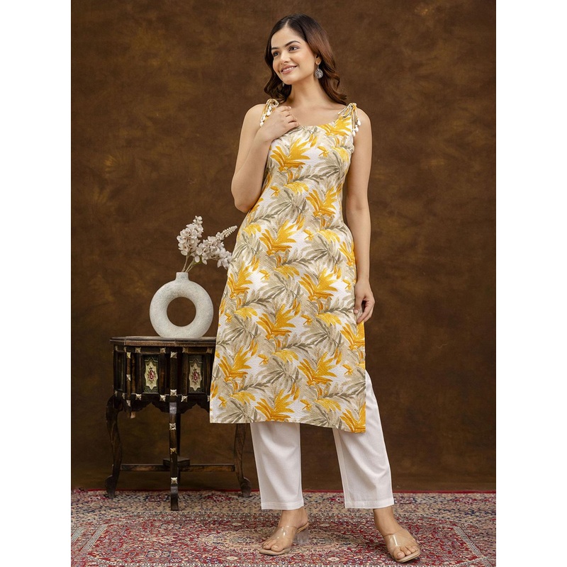 Anouk Rustic Floral Printed Shoulder Strap Cotton Kurta