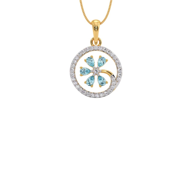 CANDERE A KALYAN JEWELLERS COMPANY 14KT Gold Lakshidha & Gemstone Diamond Pendant – 1.18 g