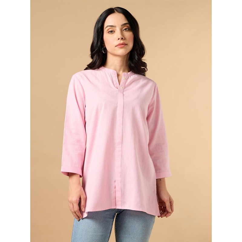 COTTONS DAILY Mandarin Collar Cotton Straight Kurta