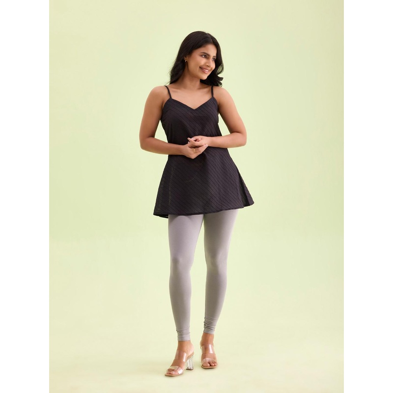 Go Colors Women Grey Solid Ankle-Length Leggings