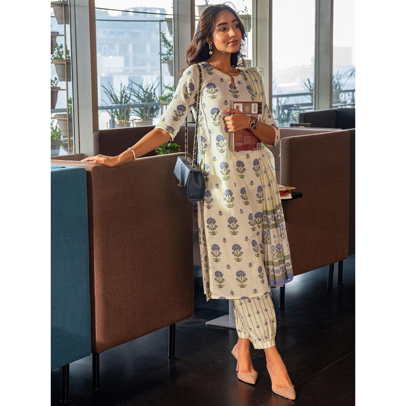 Libas Women Floral Printed Kurta with Salwar & Dupatta