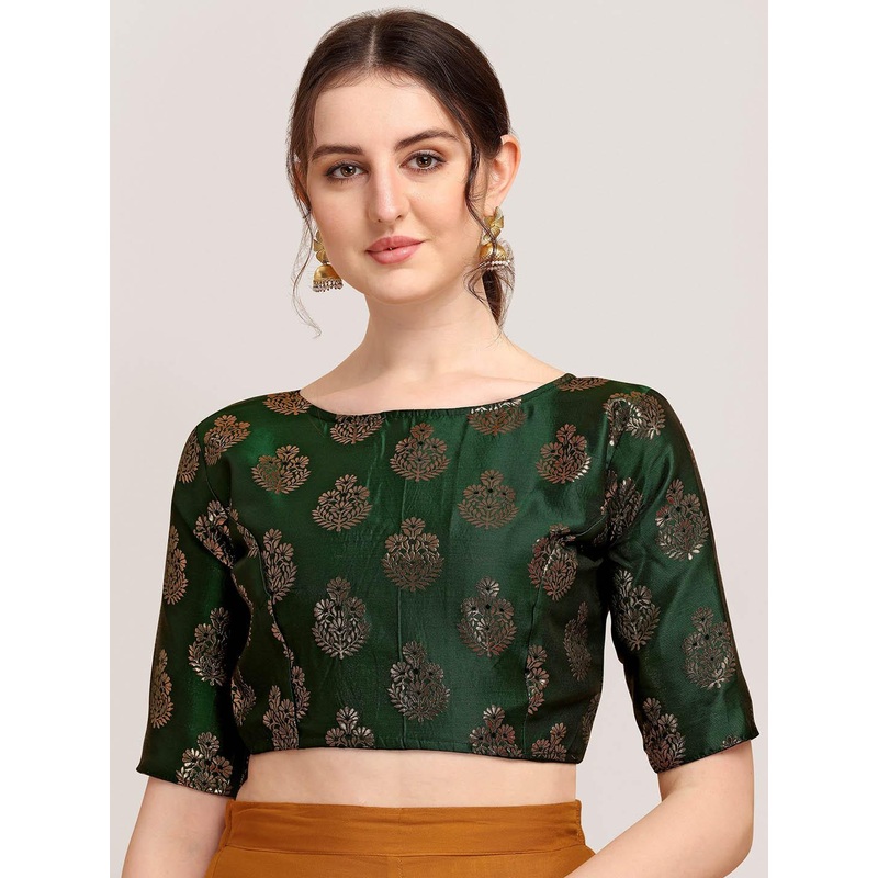 Oomph! Woven Design Boat Neck Saree Blouse