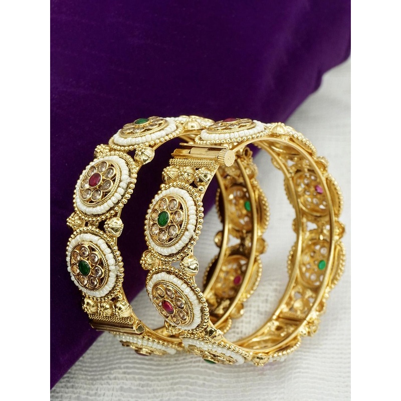 Panini jewels Set Of 2 Gold-Plated American Diamond Studded Bangles