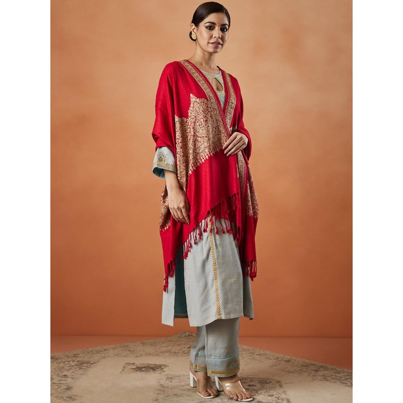 Pashmoda Gulabkali Aari Ethnic Motifs Embroidered Shawl