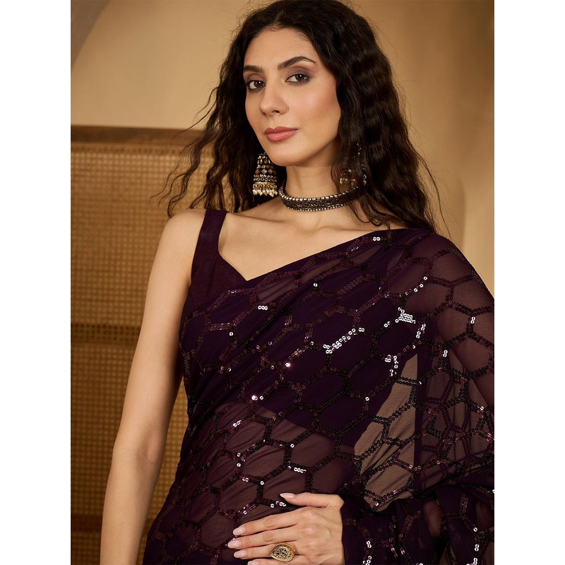 Sangria Embellished Sequinned Saree