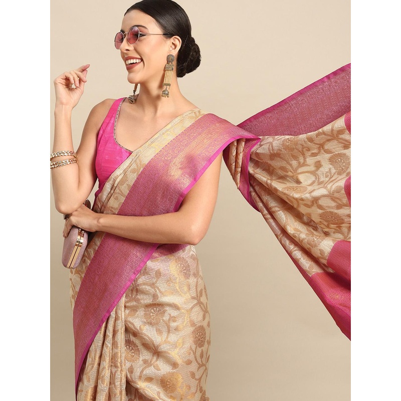 Silk Land Floral Zari Tissue Mysore Silk Saree