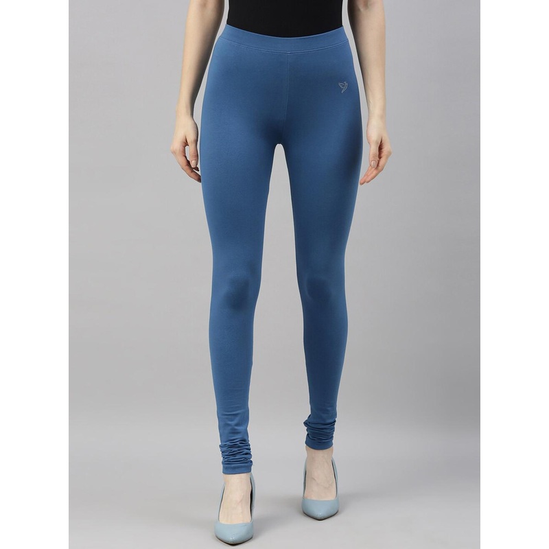 TWIN BIRDS Women Blue Solid Churidar-Length Leggings
