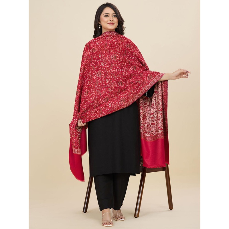 WEAVERS VILLA Women Floral Woven Design Winter Shawl