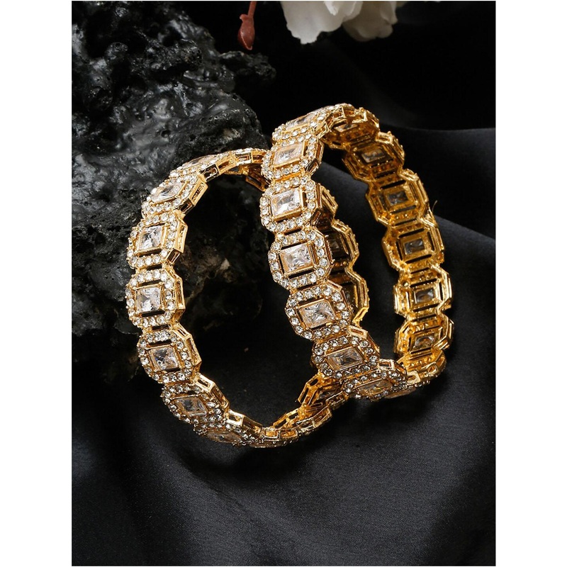 YouBella Set Of 2 Gold-Plated Stone Studded Bangles