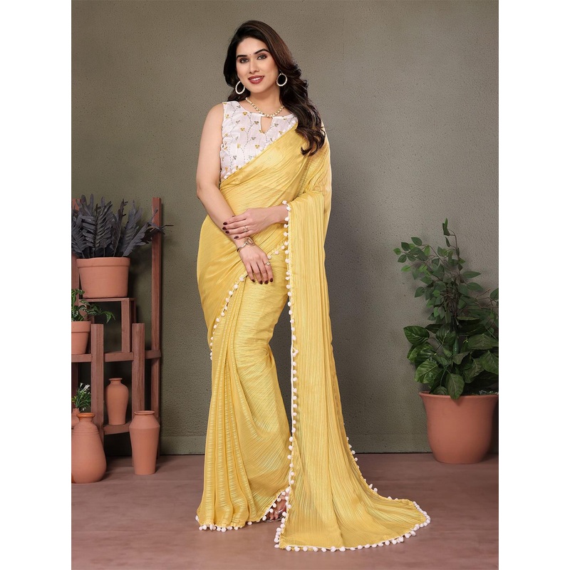 Anouk Striped Embroidered Saree