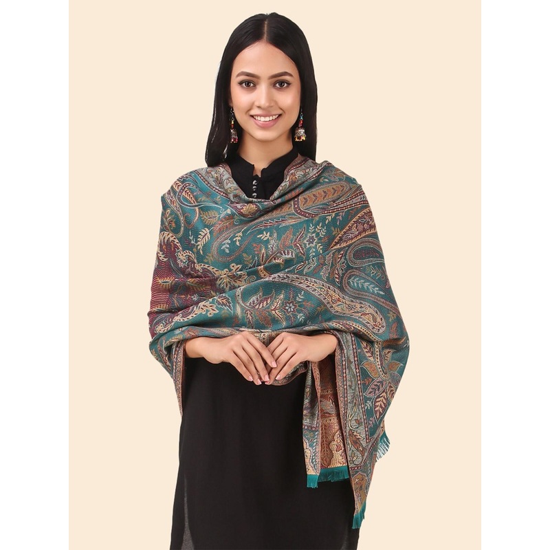 Anouk Women Turquoise Blue & Purple Woven Design Stole