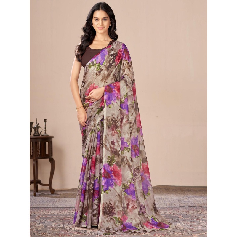 Garden Vareli Floral Printed Pure Chiffon Saree