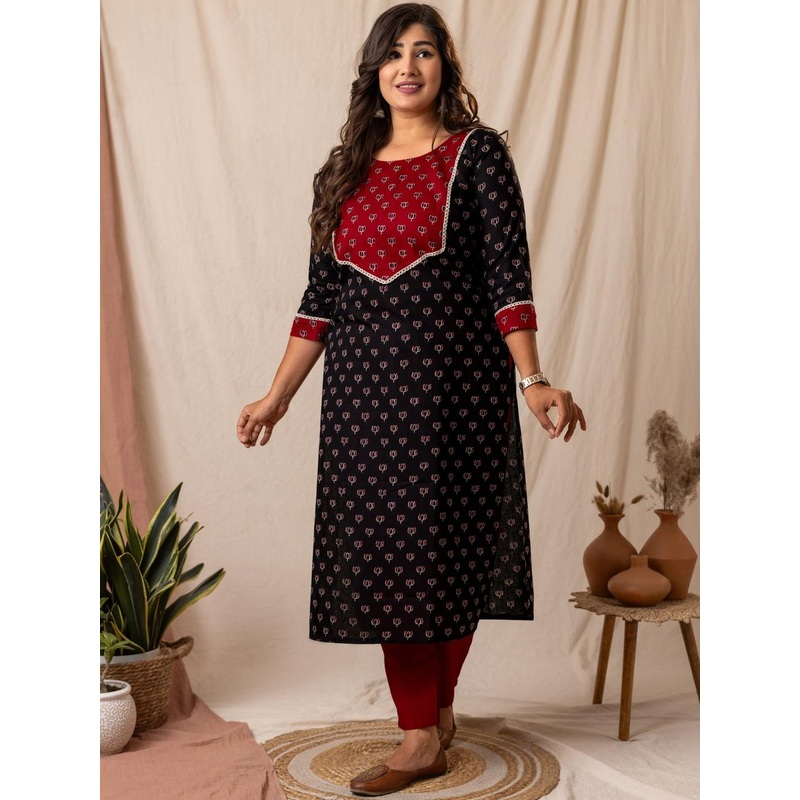 Glory Silk Women Floral Printed Cotton Block Print Kurta