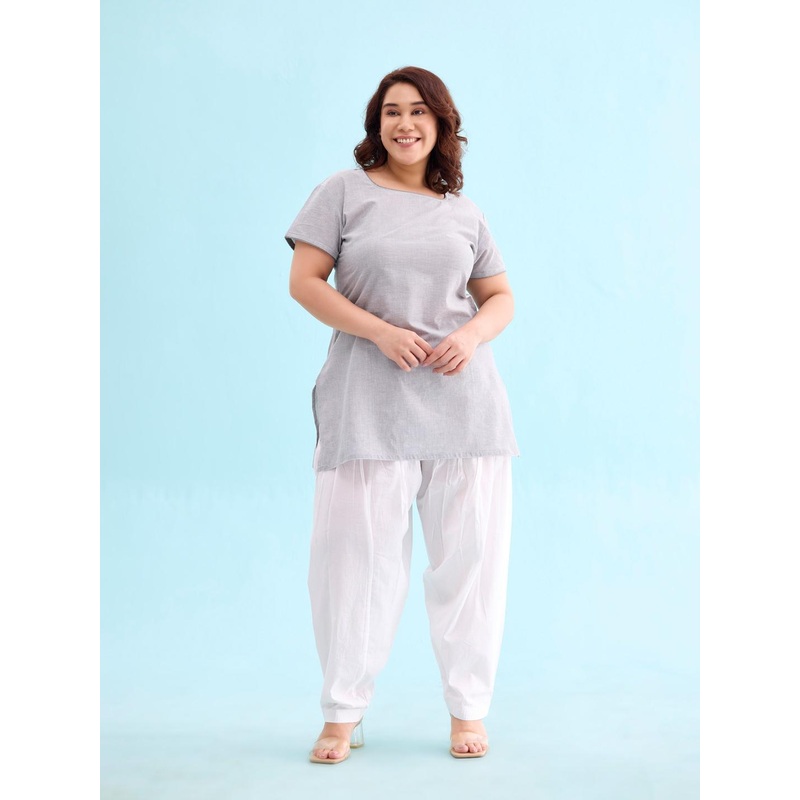 Go Colors White Relaxed Fit Solid Salwar