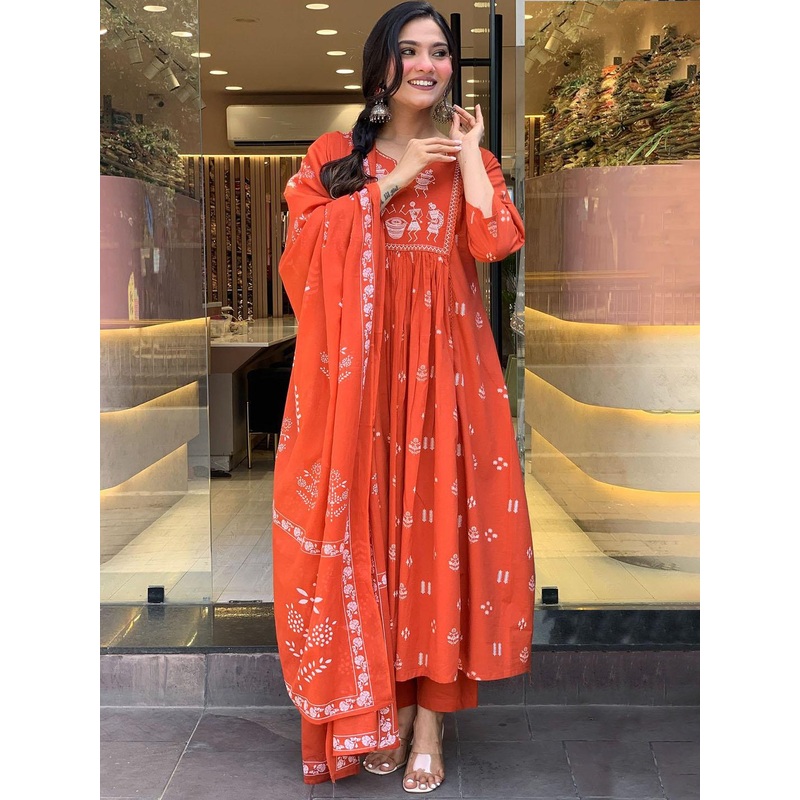 GoSriKi Women Ethnic Motifs Printed Kurta with Trousers & Dupatta