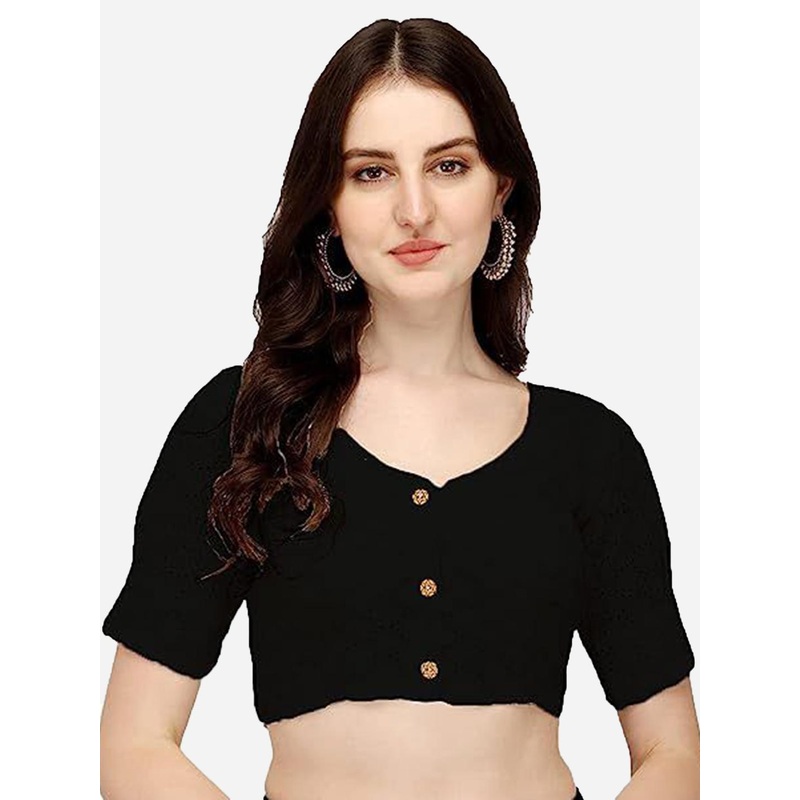 HERE&NOW Chikankari Embroidered Cotton  Saree Blouse