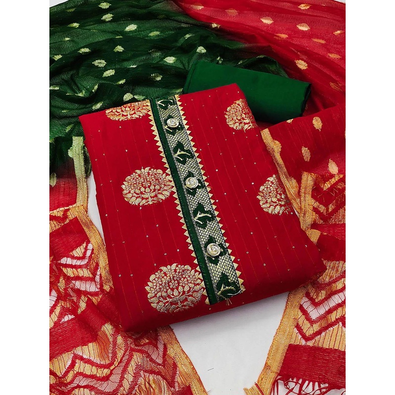 HERE&NOW Embellished Gotta Patti Unstitched Dress Material