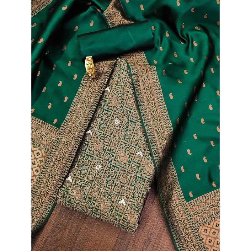 KALINI Ethnic Motifs Woven Design Zari Unstitched Dress Material