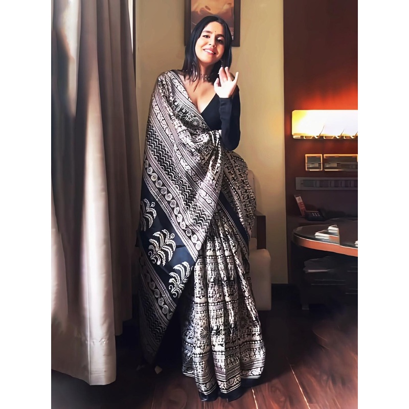 KALINI Kalamkari Printed Block Print Saree