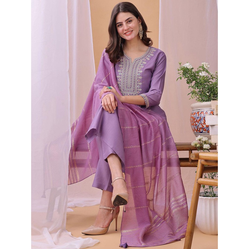 KALINI Women Floral Embroidered Kurta with Trousers & Dupatta