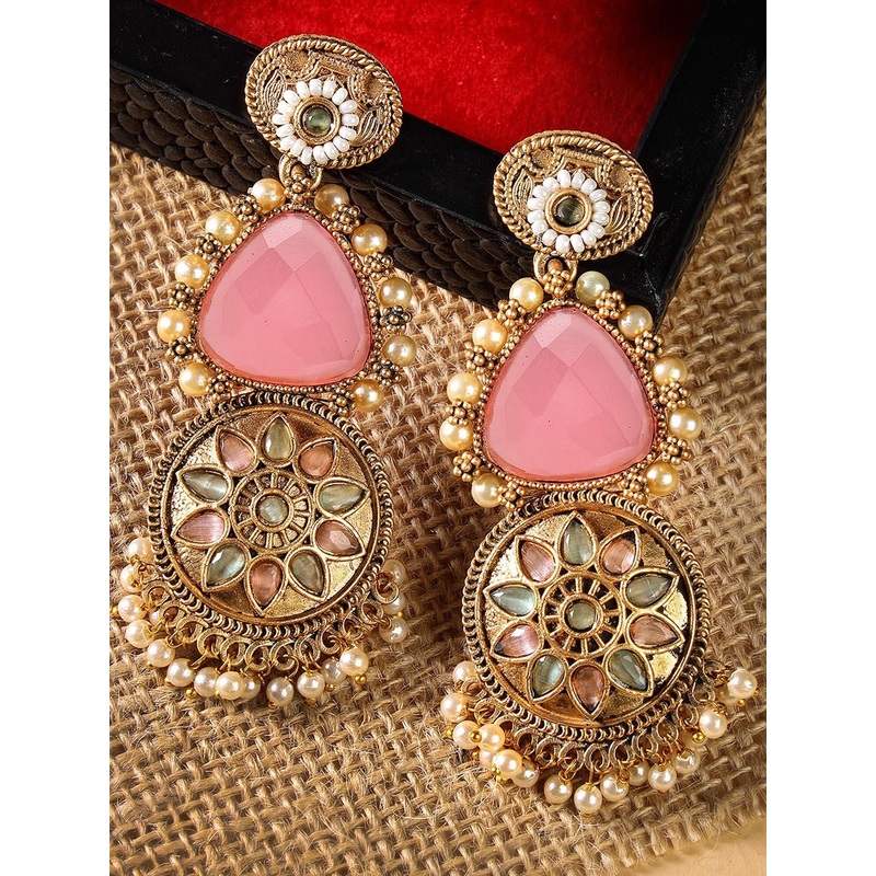 KARATCART Gold-Plated Contemporary Drop Earrings