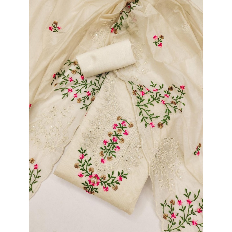 LeeliPeeri Designer Embroidered Unstitched Dress Material