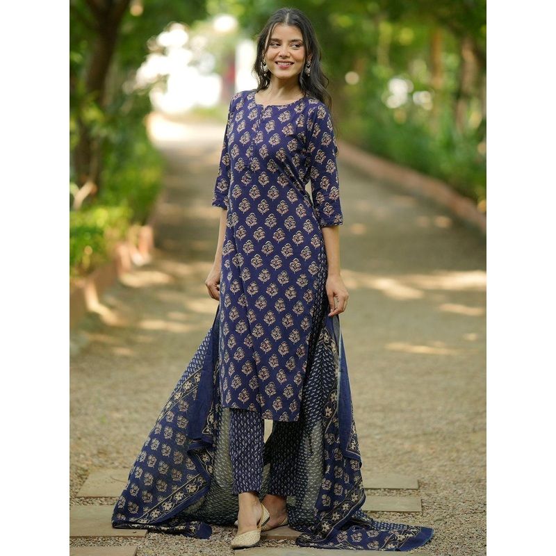 Libas Women Ethnic Motifs Printed Regular Kurta with Trousers & Dupatta