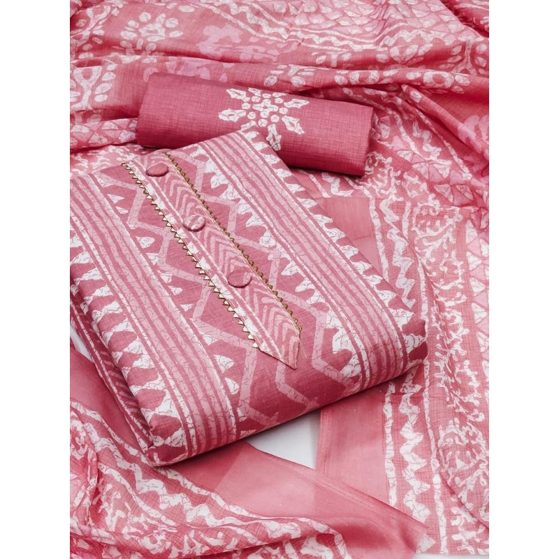 Moda Rapido Cambric Cotton Batik Printed Salwar Suit Dress Material with Matching Dupatta