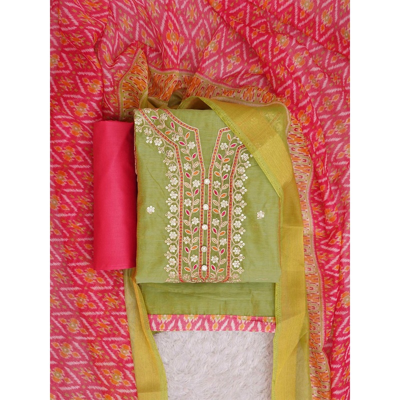 TAVAS Floral Embroidered Sequinned Unstitched Dress Material