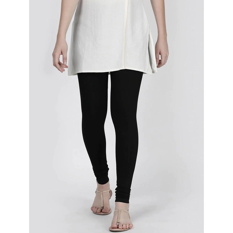 TWIN BIRDS Black Churidar-Length Leggings
