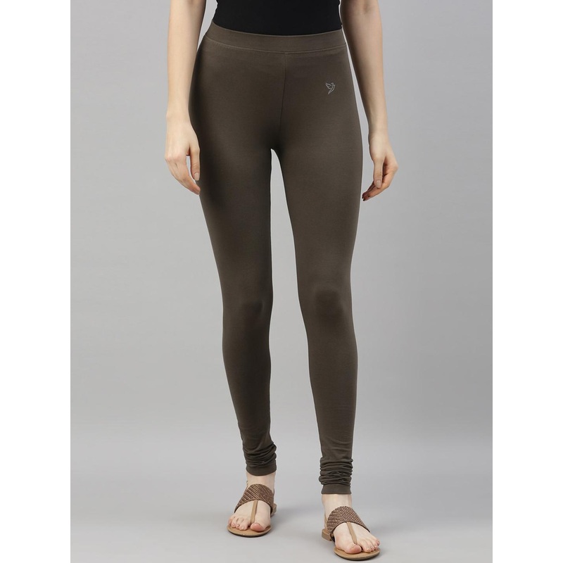 TWIN BIRDS Women Brown Solid Churidar-Length Leggings